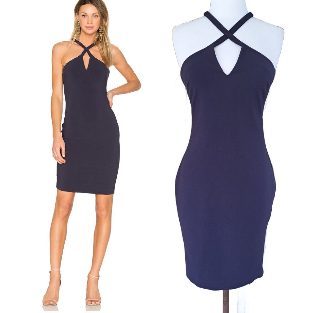 LIKELY Revolve Charles Halter Keyhole Sheath Dress Size 6 in Navy Blue